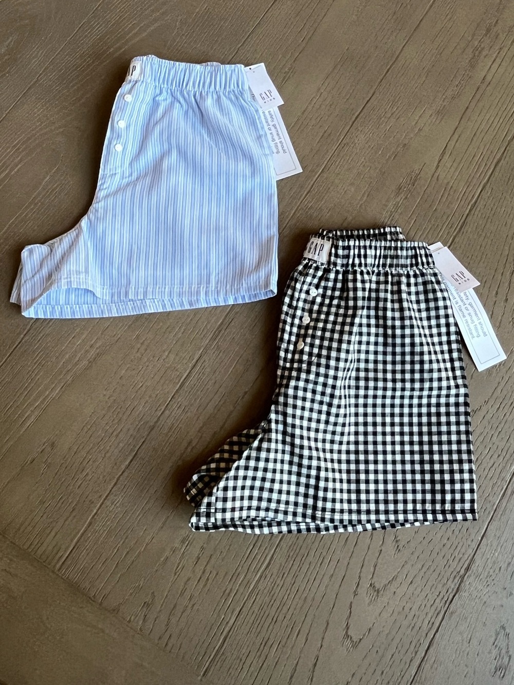 Gap Kids Pajama Shorts Set Boxers Girl Size 10 Blue Strip Black Gingham PJs NWT